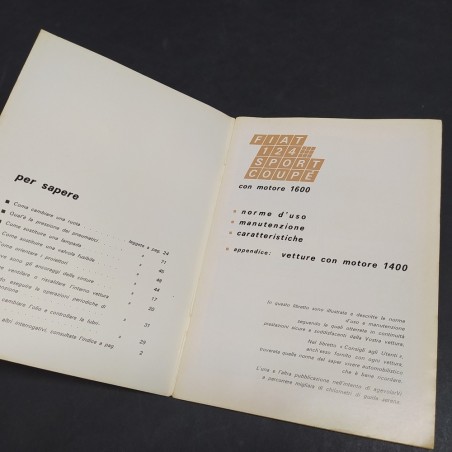 Libretto uso e manutenzione delle auto Fiat 124 Sport Coupè, 1970. Mediocre