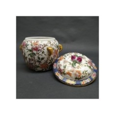 Vaso orientale in ceramica decorato con motivo floreale policromo anni 60/70 2