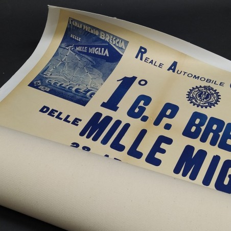 Manifesto originale 1° G.P. Brescia Mille Miglia 1940 telato non incorniciato