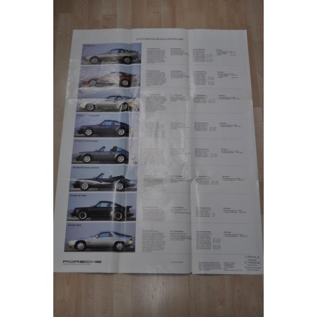 PROSPEKT DEPLIANT BROCHURE PORSCHE POSTER GAMMA MODELLI 9 PAGINE TEDESCO