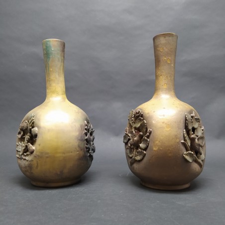 Coppia vasi Riccardo Gatti Faenza ceramica smalti metallici anni ’30-40