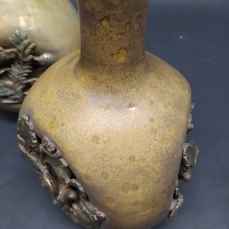 Coppia vasi Riccardo Gatti Faenza ceramica smalti metallici anni ’30-40