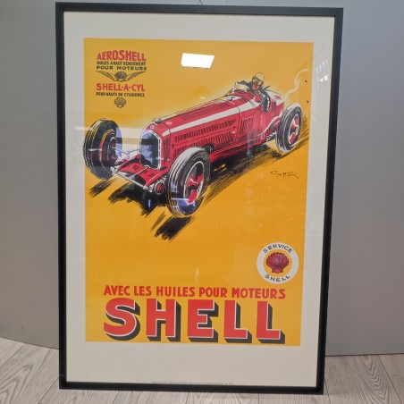 Manifesto Shell Geo Ham auto corsa ristampa litografica anni ’80