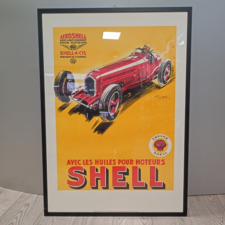 Manifesto Shell Geo Ham auto corsa ristampa litografica anni ’80