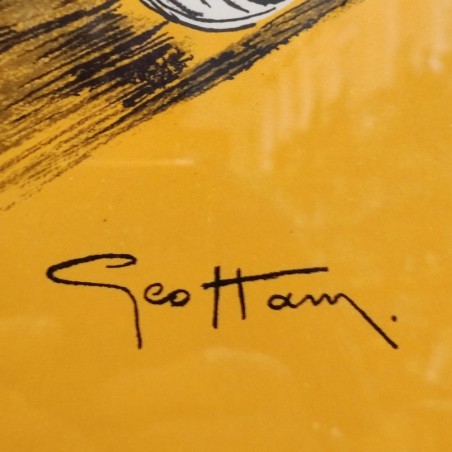 Manifesto Shell Geo Ham auto corsa ristampa litografica anni ’80