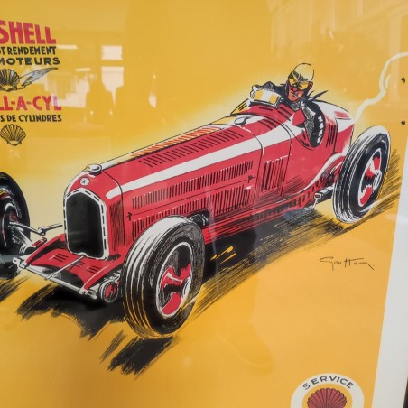 Manifesto Shell Geo Ham auto corsa ristampa litografica anni ’80