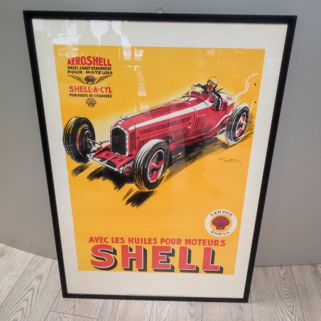 Manifesto Shell Geo Ham auto corsa ristampa litografica anni ’80