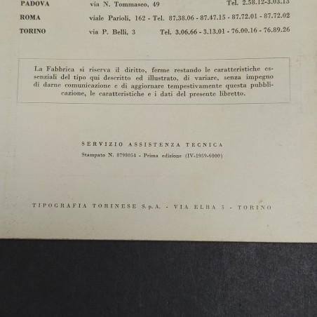 Libretto uso e manutenzione auto Lancia Appia 3 serie. Aloni e pennarello