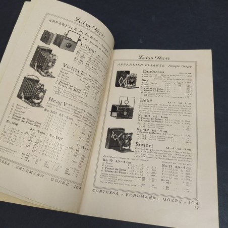 Catalogo di macchie fotografiche Zeiss Ikon francese,1927. Macchie,ingiallimenti