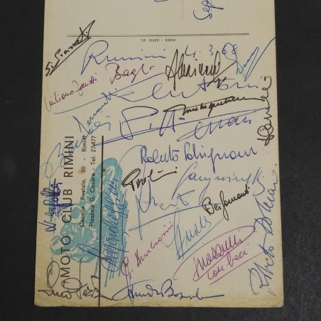 Cartolina viaggiata 2° Circuito Internazionale motociclistico 1968 con autografi