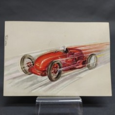 Cartolina dell'automobile Nibbio, disegno di Codognato. Leggeri aloni, strappo
