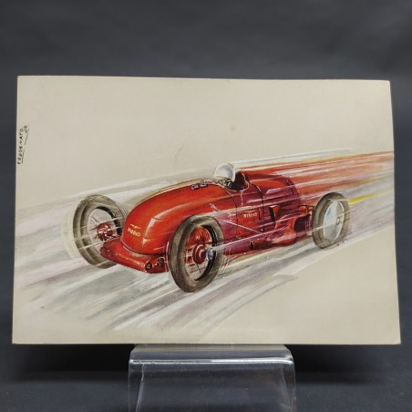 Cartolina dell'automobile Nibbio, disegno di Codognato. Leggeri aloni, strappo