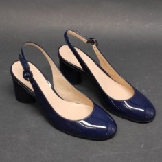 Stuart Weitzman décolleté slingback blu vernice tacco largo n.37 2