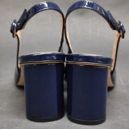 Stuart Weitzman décolleté slingback blu vernice tacco largo n.37