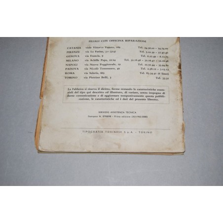 FURGONE LANCIA SUPERJOLLY LIBRETTO USO MANUTENZIONE 1° ED. 1963 MEDIOCRE
