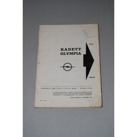 MANUALE DI ISTRUZIONE OPEL KADETT OLYMPIA  GMI 351/2 1968 MACCHIE E SCRITTE