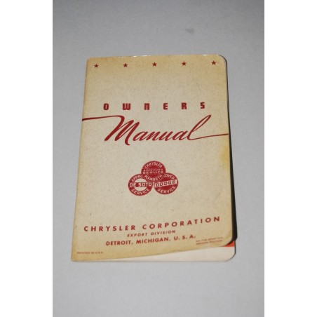 CHRYSLER CORPORATION EXPORT DIVISION OWNER MANUAL DX-7149 2° ED.