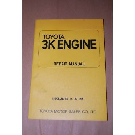 TOYOTA 3K ENGINE REPAIR MANUAL INCLUDES K & 2K 1971 INGLESE BUONO