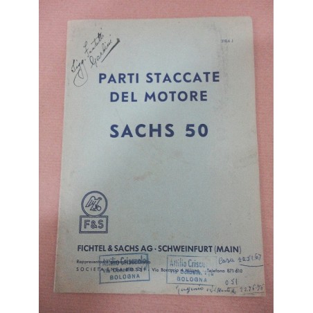 CATALOGO RICAMBI PARTI STACCATE MOTORE SACHS 50 TIMBRI IN COPERTINA OTTIMO