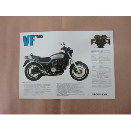 PROSPEKT BROCHURE DEPLIANT HONDA VF 750 S FOGLIO SINGOLO UNIFACE ITALIANO