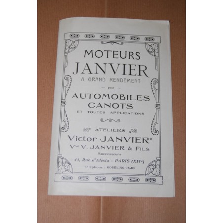 BROCHURE MOTEURS JANVIER A GRAND RENDMENT pour AUTOMOBILES CANOTS