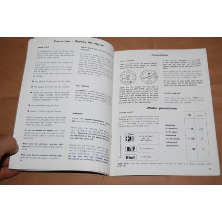 ALFA ROMEO ALFA SUD IT INSTRUCTION BOOK 1974 - ENGLISH TEXT