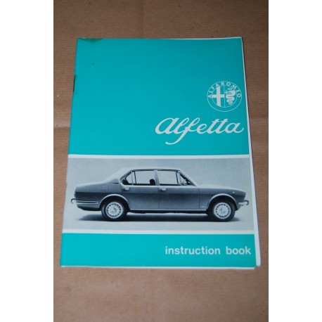 ALFA ROMEO ALFETTA INSTRUCTION BOOK 1972 - ENGLISH TEXT