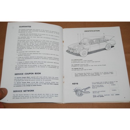 ALFA ROMEO ALFETTA INSTRUCTION BOOK 1972 - ENGLISH TEXT