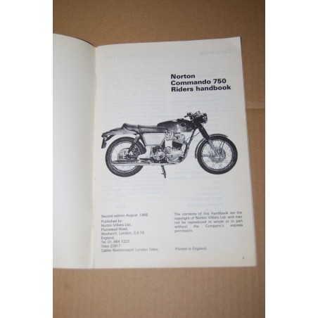 RIPRODUZIONE LIBRETTO USO MANUTENZIONE NORTON COMMANDO 750 RIDERS HANDBOOK