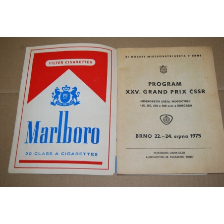 XXV GRAND PRIX CSSR 24.8.1975 BRNO PROGRAM MISTROVSTI SVETA MOTOCYCLU A SIDECARU