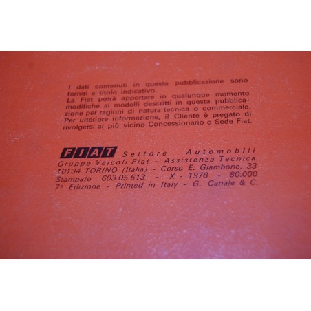 LIBRETTO USO MANUTENZIONE FIAT 127 7° ed. X 1978 - MOLTO BUONO