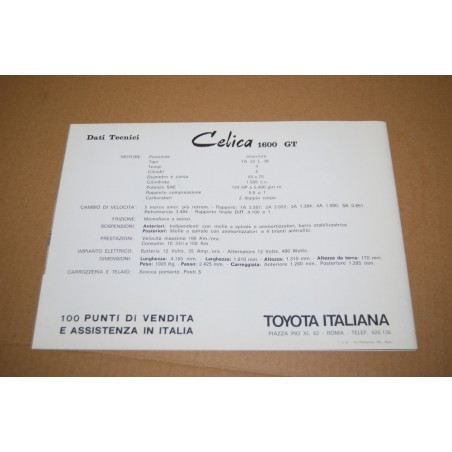 PROSPEKT BROCHURE DEPLIANT TOYOTA CELICA GT - 2 PAGINE ITALIANO