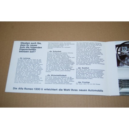 PROSPEKT BROCHURE DEPLIANT ALFA ROMEO GIULIA 1300 ti GERMAN TEXT