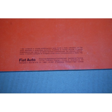 LIBRETTO USO MANUTENZIONE FIAT 131 DIESEL 5° ed. - IV -1982 OTTIMO
