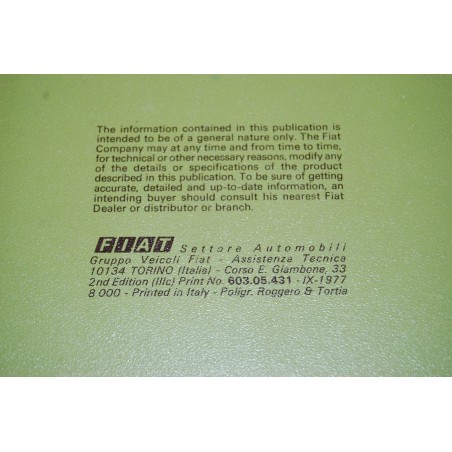 LIBRETTO USO MANUTENZIONE OWNER HANDBOOK FIAT 132 2° ED. IX 1977 ENGLISH