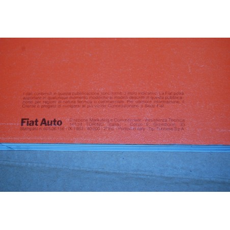 LIBRETTO USO MANUTENZIONE FIAT REGATA - 2 ed. IX 1983 - MOLTO BUONO