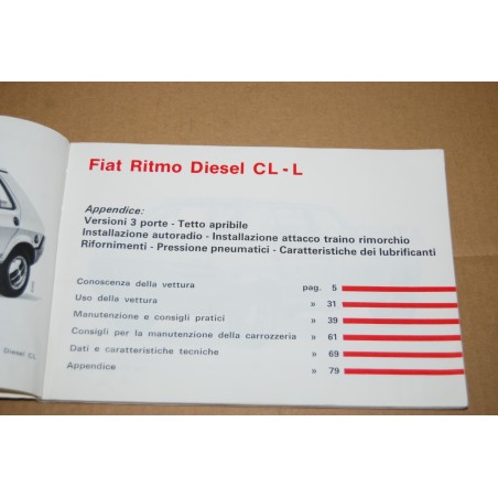 LIBRETTO USO MANUTENZIONE FIAT RITMO DIESEL 6° ed. VII 1981 - BUONO