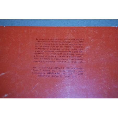 LIBRETTO USO MANUTENZIONE FIAT 128 12° ed. IX 1972 - MOLTO BUONO