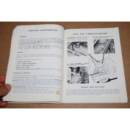 LIBRETTO USO MANUTENZIONE FIAT 125 SPECIAL 1968 1° EDIZIONE - BUONO