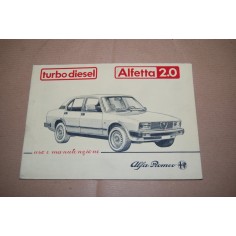 LIBRETTO USO MANUTENZIONE ALFA ROMEO ALFETTA 2.0 TURBO DIESEL OTTIMO