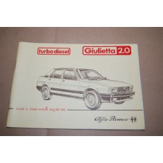 LIBRETTO USO MANUTENZIONE ALFA ROMEO GIULIETTA 2.0 TURBO DIESEL1983 OTTIMO