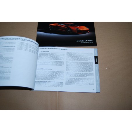 LAMBORGHINI AVENTADOR LP 700-4 SCHNELLANLEITUNG LIBRETTO GARANZIA E MANUTENZIONE