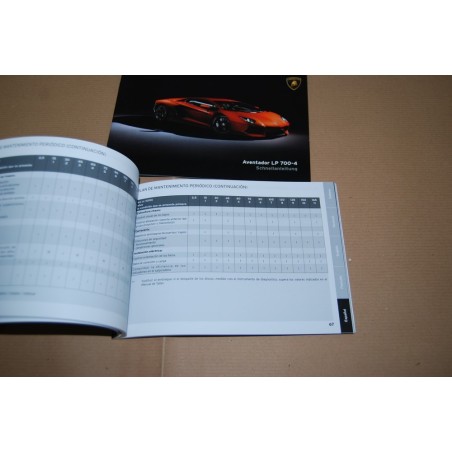 LAMBORGHINI AVENTADOR LP 700-4 SCHNELLANLEITUNG LIBRETTO GARANZIA E MANUTENZIONE