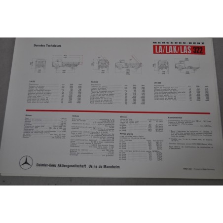 PROSPEKT DEPLIANT BROCHURE MERCEDES BENZ LA/LAK/LAS 322 + INSERTO DATI FRANCESE