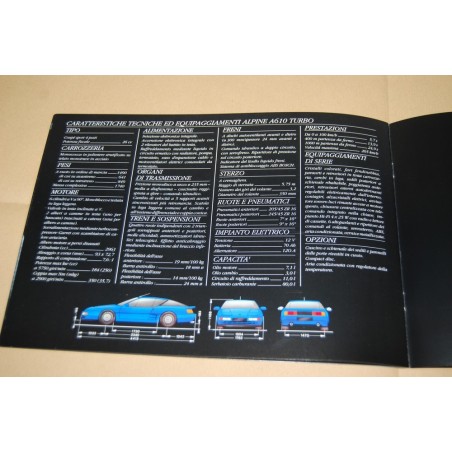 PROSPEKT BROCHURE DEPLIANT RENAULT ALPINE A 610 TURBO 1993 ITALIANO