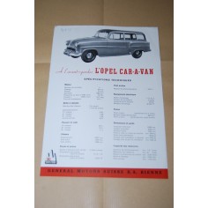 PROSPEKT BROCHURE DEPLIANT AVANT GARDE L'OPEL CAR-A-VAN FRANCESE FOGLIO SINGOLO