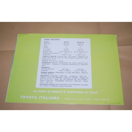 PROSPEKT BROCHURE DEPLIANT TOYOTA COROLLA BERLINA E COUPE'