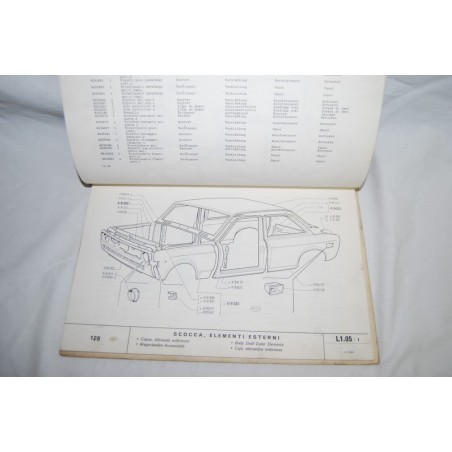 Fiat 128 Catalogo parti di ricambio carrozzeria 1° ed. 1969