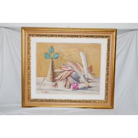 Quadro olio su tavola Giulio Ruffini natura morta