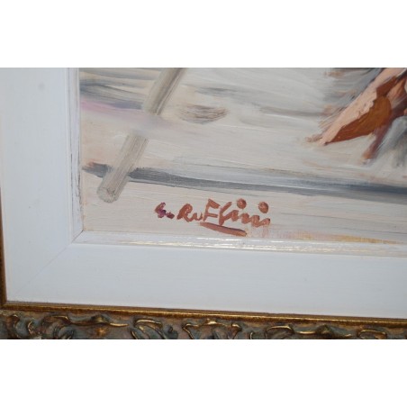 Quadro olio su tavola Giulio Ruffini natura morta